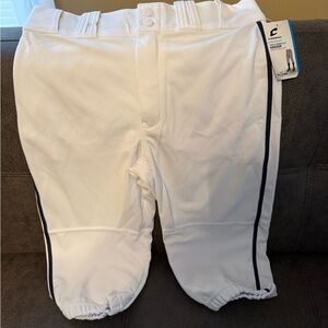 Champro Men's White Baseball Pants with Navy Side Piping
